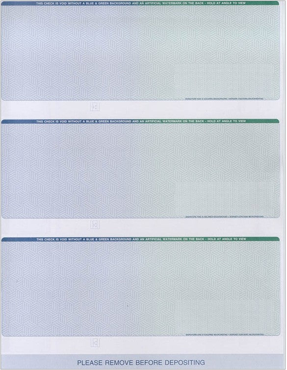 3 PER PAGE SECURITY BUSINESS CHECKS - BLANK LASER VOUCHER CHECKS - SUPER SECURE CHECKS (NO STUB) PREMIUM SECURITY CHECKS (MULTI COLOR) - 500/PACK