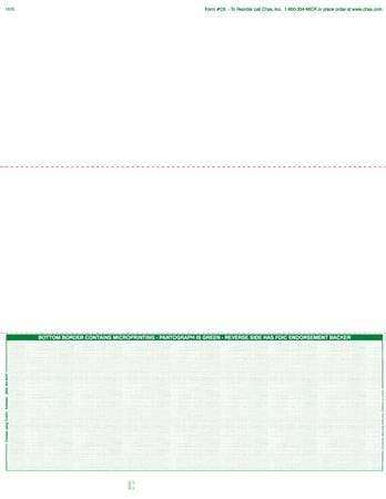 C5 - BUSINESS LASER CHECKS - ECONOMY VALUE BOTTOM CHECKS (GREEN) - 500/PACK - Check Papers - CHAX SOFTWARE INC