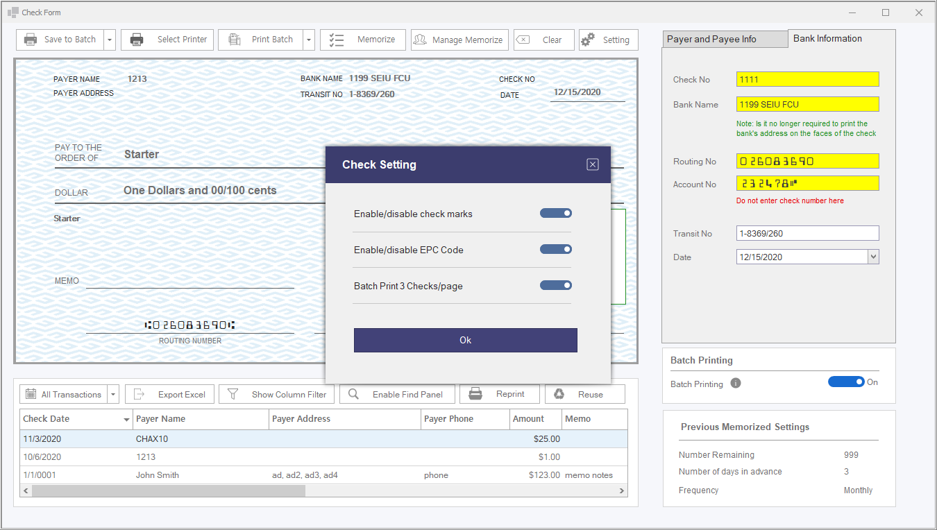 chax software check form