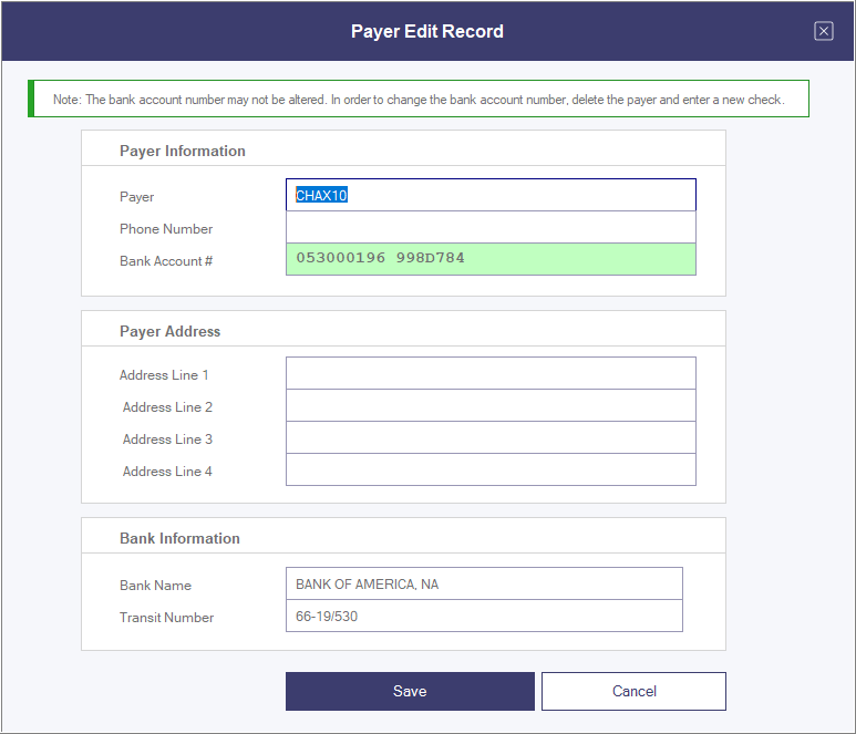 chax software payer record