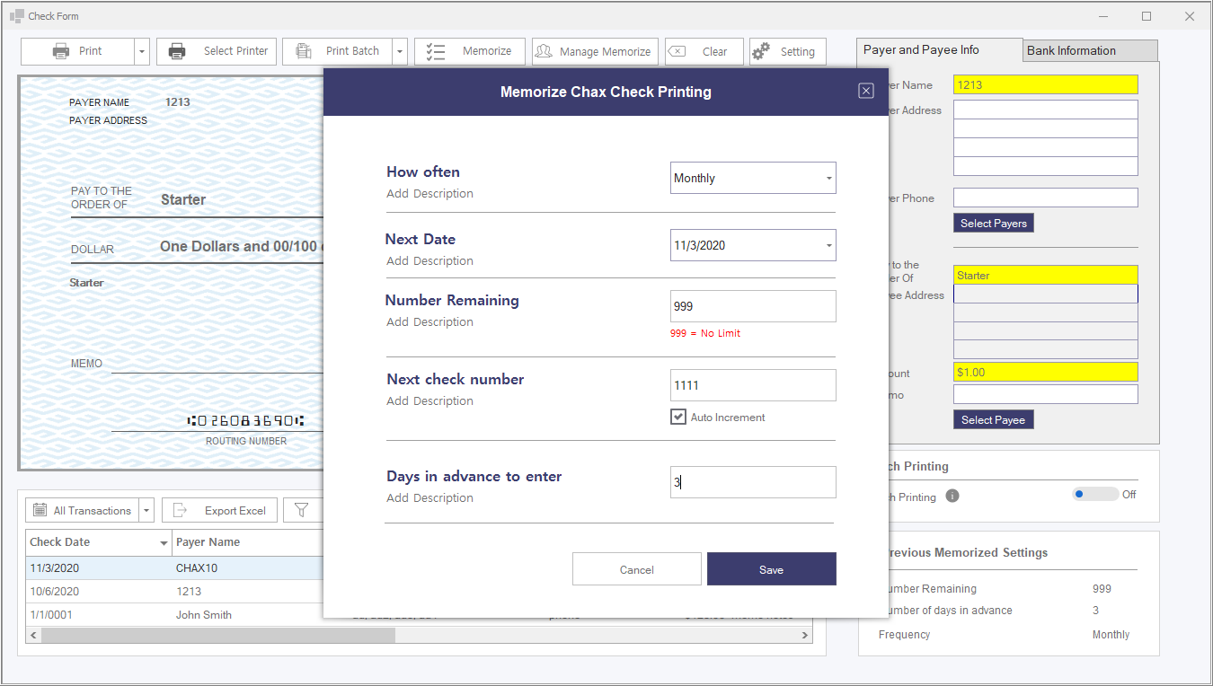 chax software check sample