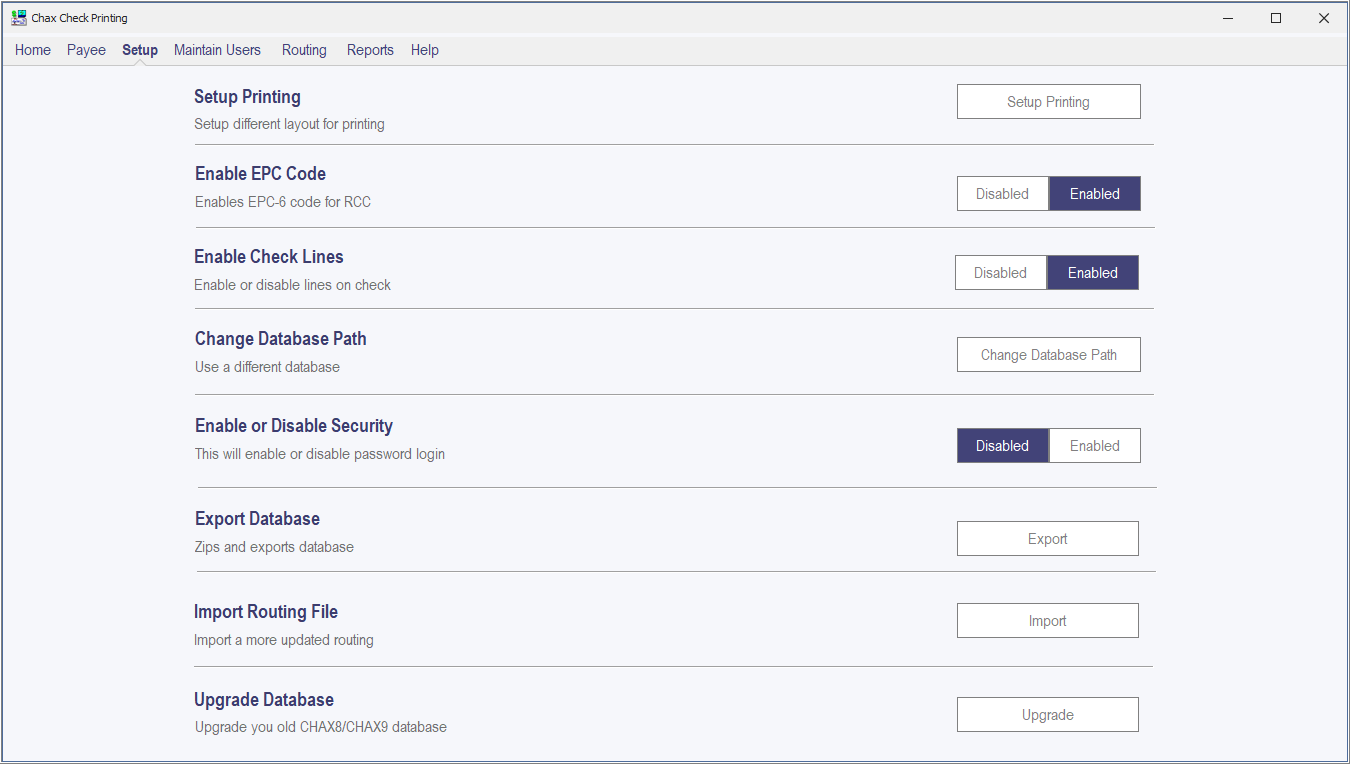 chax software print settings