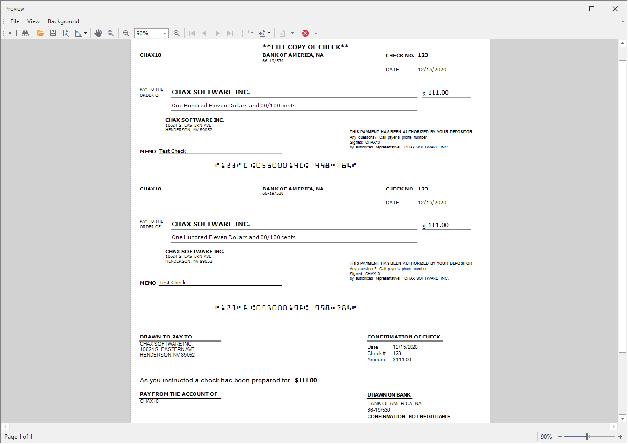 chax software sample check