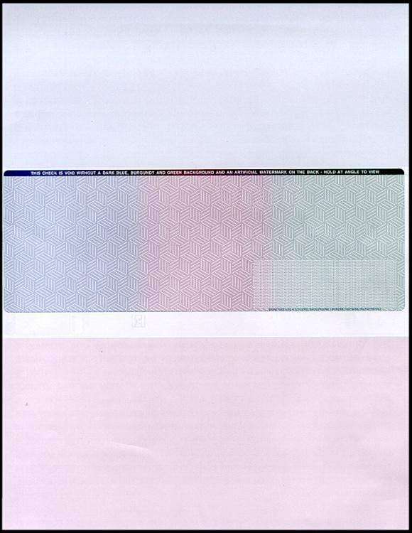 MIDDLE PREMIUM SECURITY - BUSINESS LASER CHECKS - MULTI COLOR (500/PACK - 2 STUBS) - Check Papers - CHAX SOFTWARE INC