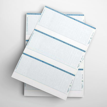C30 - 3 PER PAGE PERSONAL SIZE LASER CHECKS (NO STUBS) - PREMIUM SECURITY CHECKS (BLUE)