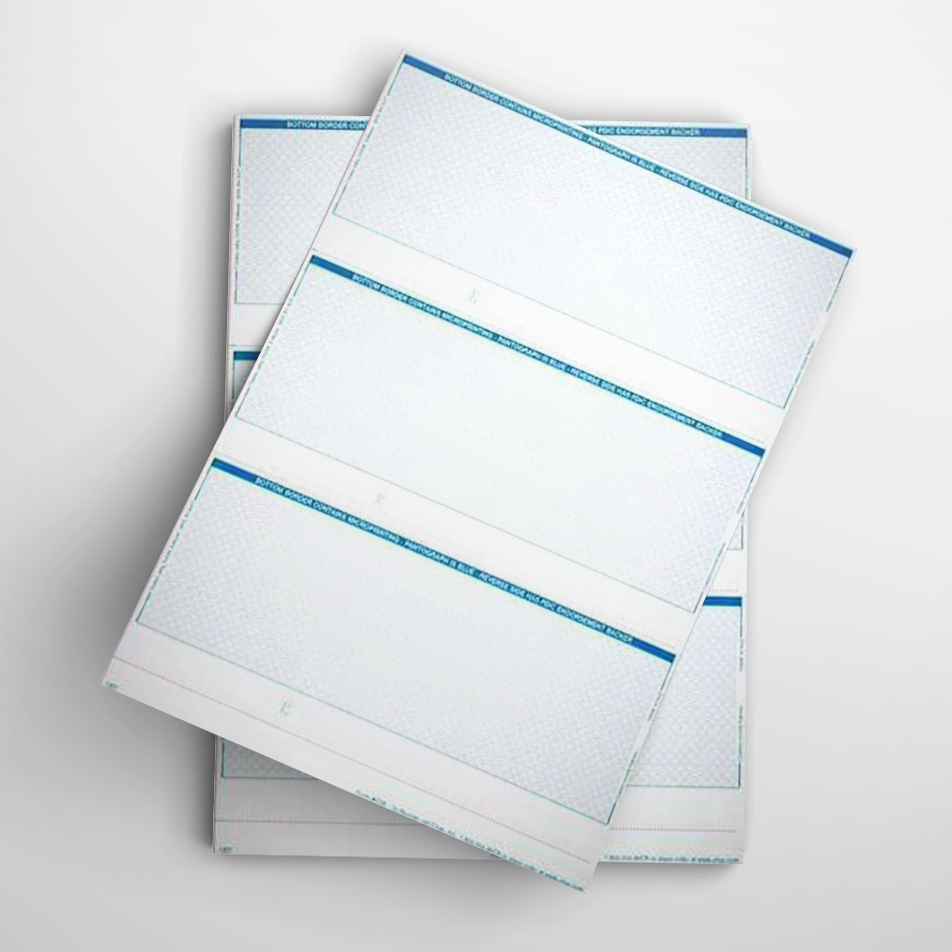 C38 - 3 PER PAGE LARGE BUSINESS LASER CHECKS (NO STUB) - PREMIUM SECURITY CHECKS (BLUE)