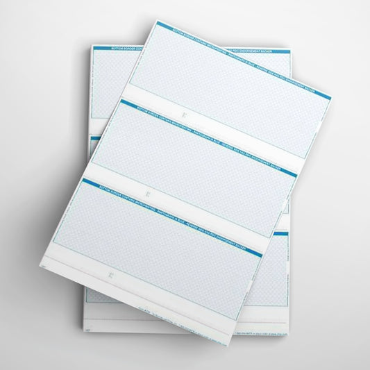 C39 - 3 PER PAGE LARGE BUSINESS LASER CHECKS (NO STUB) - PREMIUM SECURITY CHECKS (BLUE)