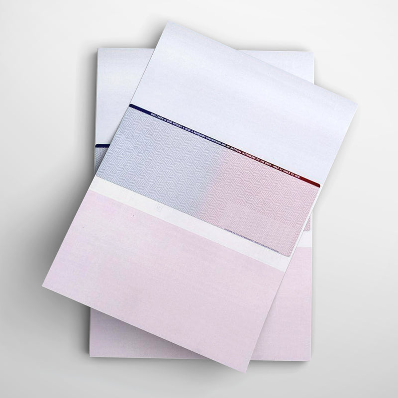 MIDDLE PREMIUM SECURITY - BUSINESS LASER CHECKS - MULTI COLOR (500/PACK - 2 STUBS)