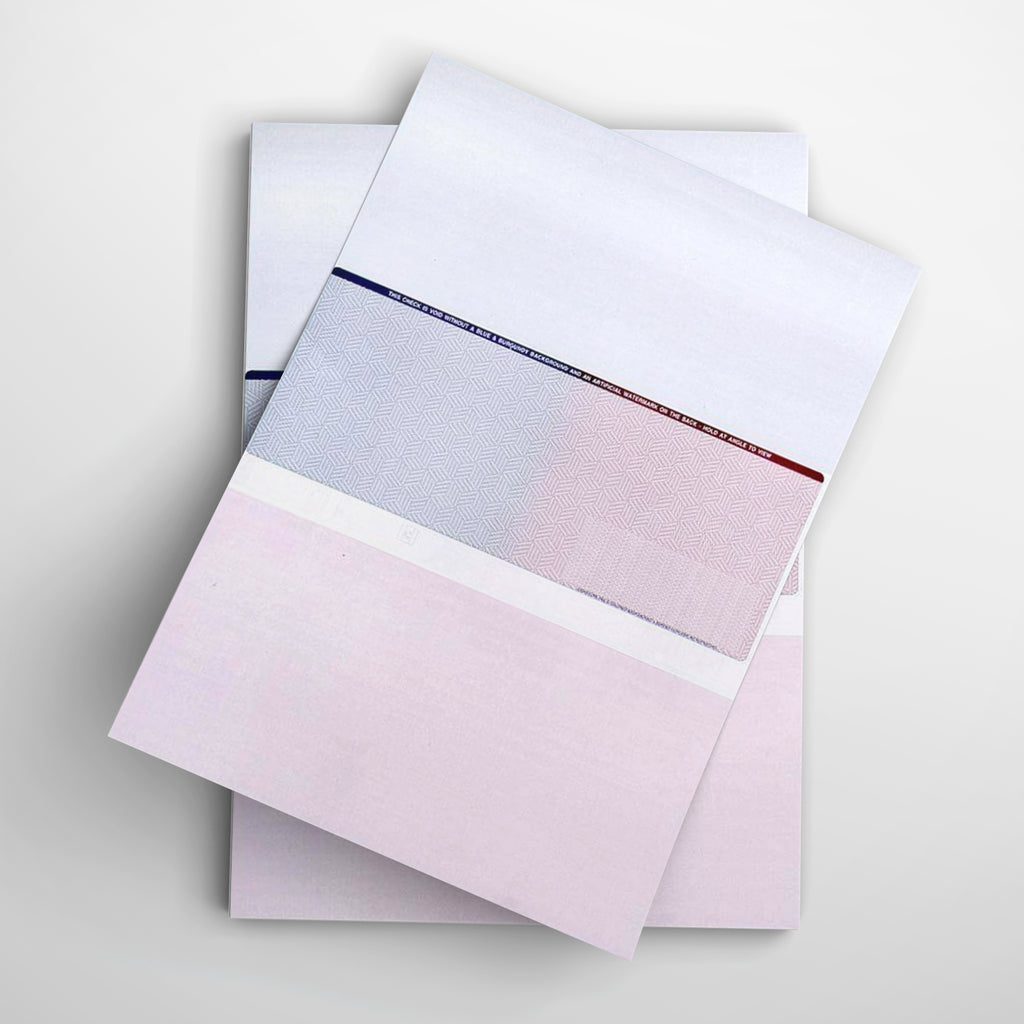 MIDDLE PREMIUM SECURITY - BUSINESS LASER CHECKS - MULTI COLOR (500/PACK - 2 STUBS)